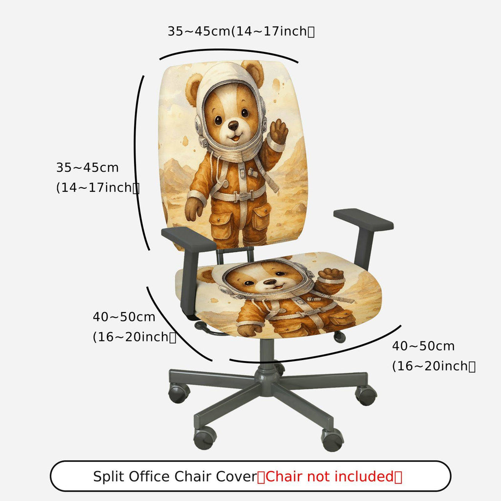 2-Piece astronaut bear adventure space novelty  Computer Chair Cover Set, Seat and Backrest