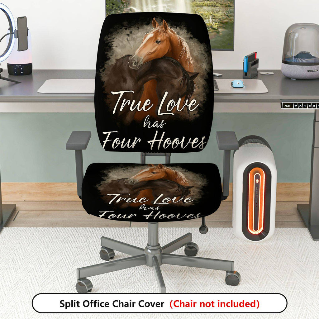 2-Piece Animal Horse Love Nature Decor  Computer Chair Cover Set, Seat and Backrest