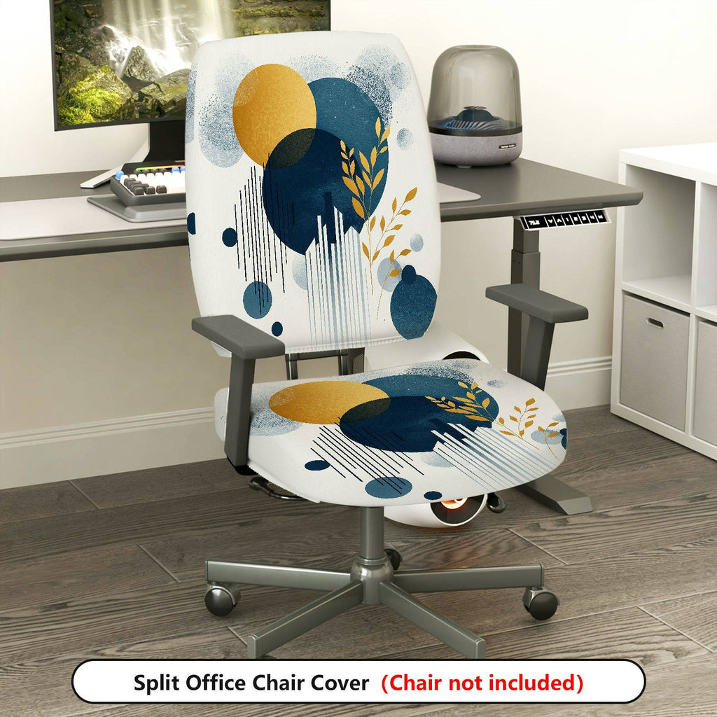 2-Piece Abstract Geometric Artistic Modern Stylish  Computer Chair Cover Set, Seat and Backrest
