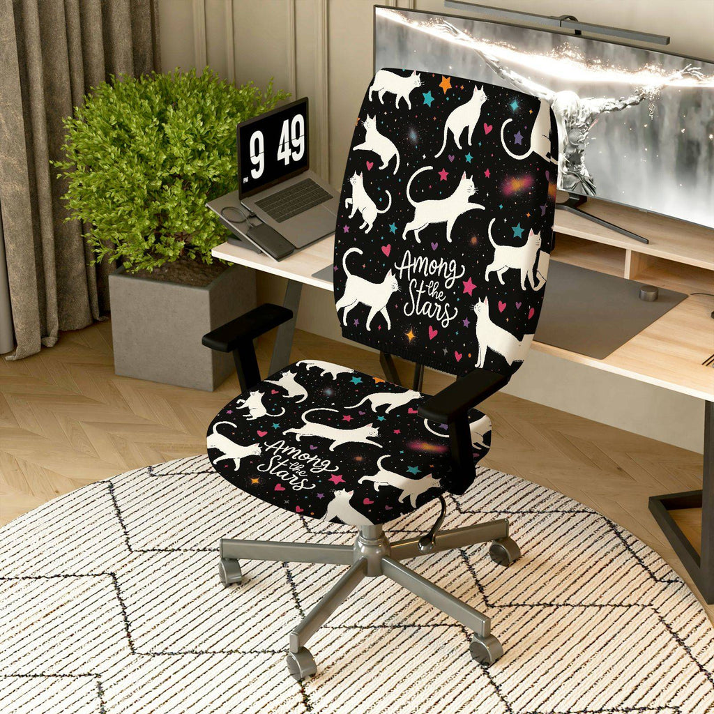 2-Piece Astronaut Cat Starry Night Galaxy Space Universe  Computer Chair Cover Set, Seat and Backrest