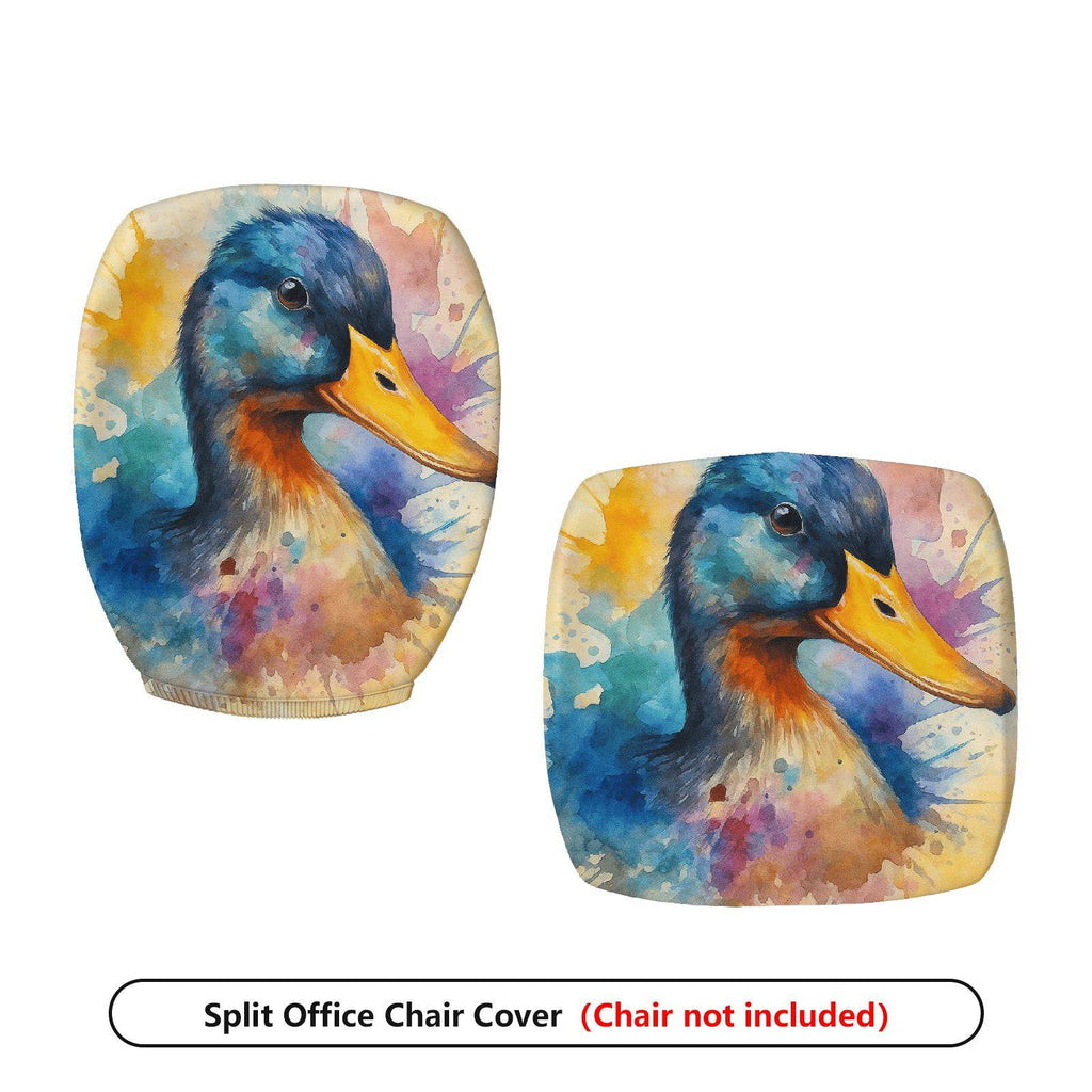 2-Piece Animal Duck Watercolor Art Vibrant Pattern  Computer Chair Cover Set, Seat and Backrest