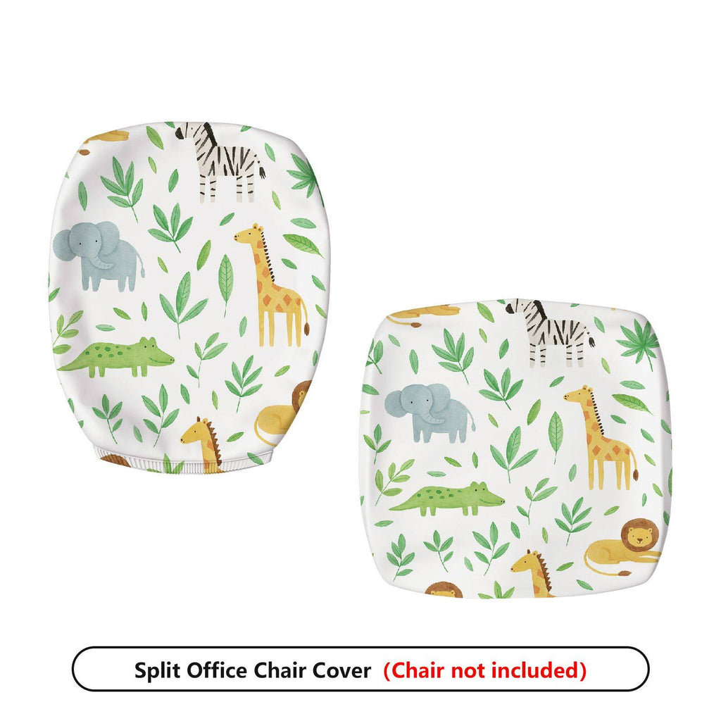 2-Piece Animals Jungle Safari Pattern  Computer Chair Cover Set, Seat and Backrest