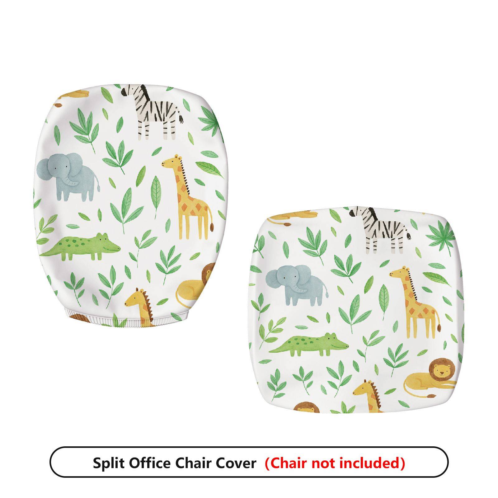 2-Piece Animals Jungle Safari Pattern  Computer Chair Cover Set, Seat and Backrest