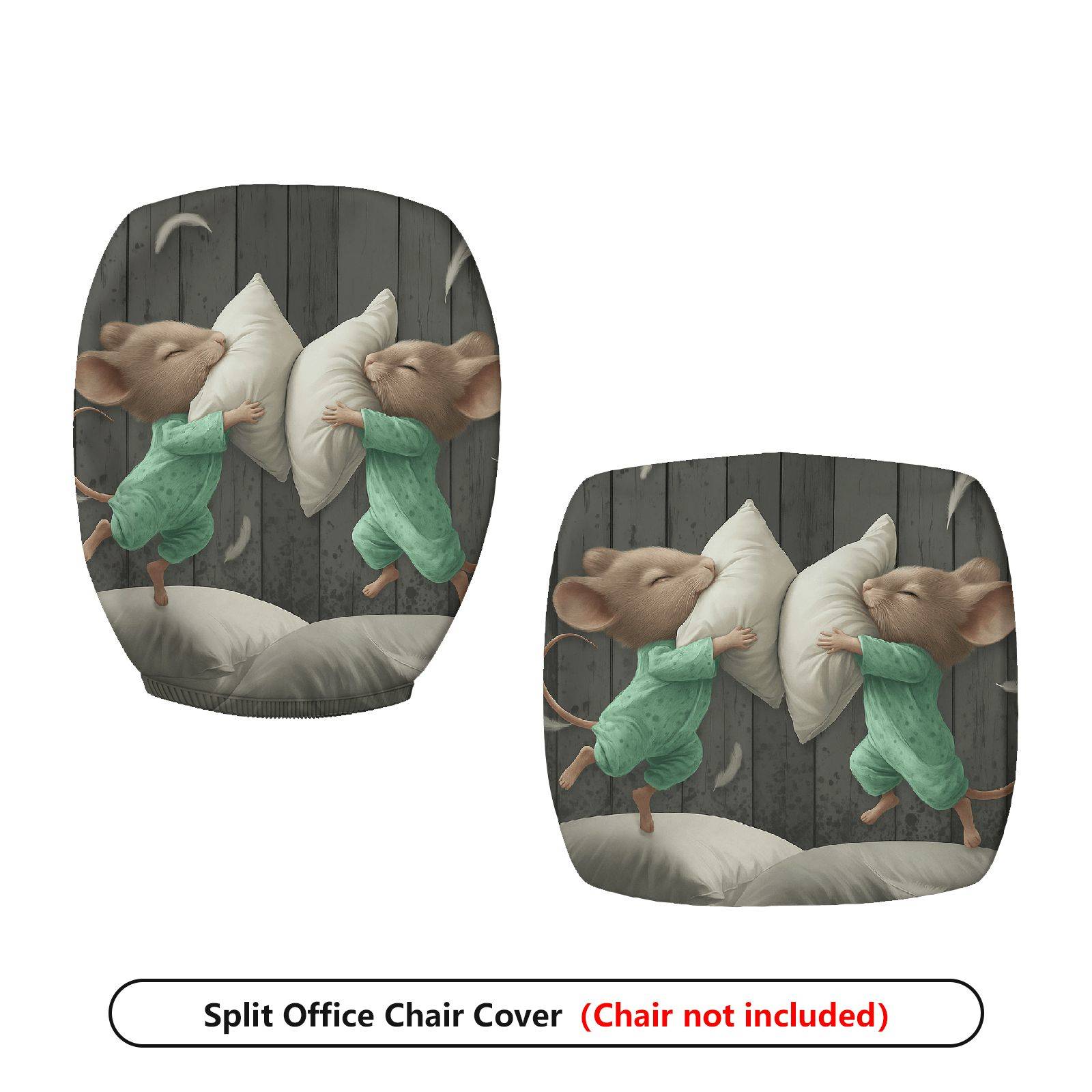 2-Piece Animal Pillow Sleeping Cute Decorative  Computer Chair Cover Set, Seat and Backrest