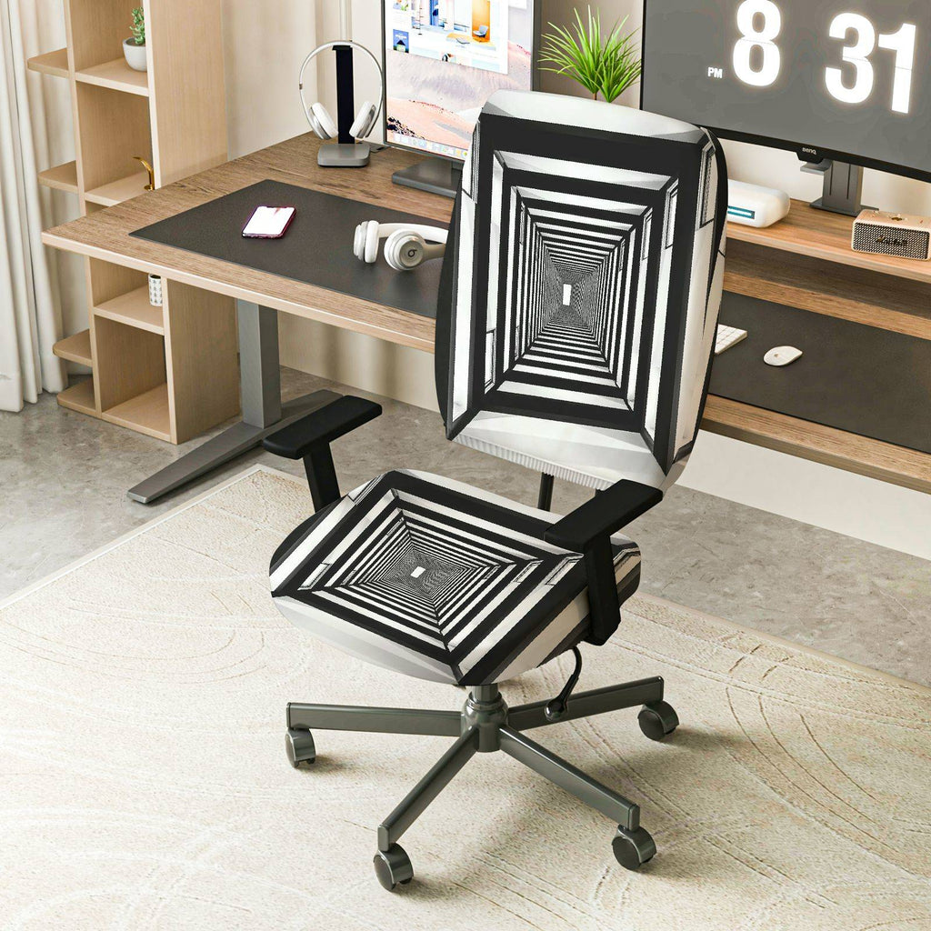 2-Piece Optical Illusion Geometric Modern Art Creative Home Decor  Computer Chair Cover Set, Seat and Backrest