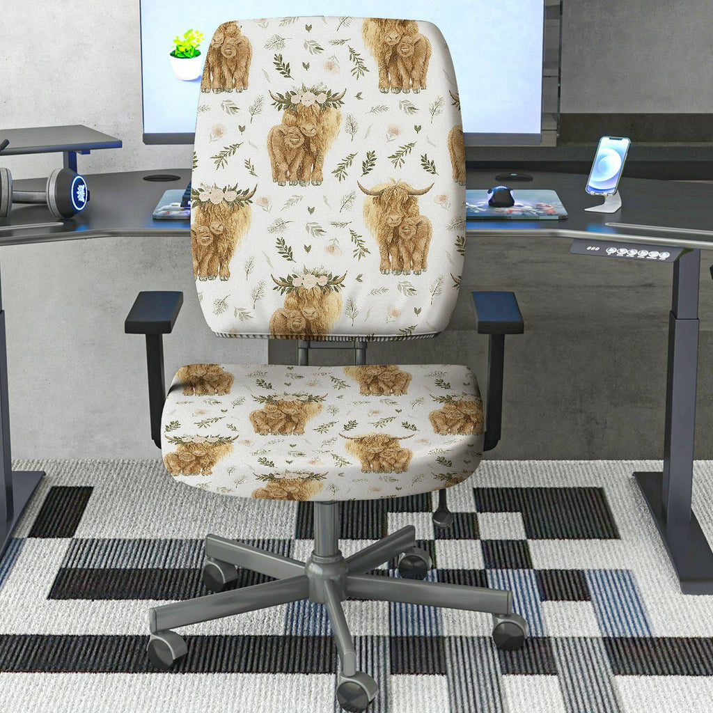 2-Piece Animal Nature Leaf Pattern Rustic Farmhouse Bohemian  Computer Chair Cover Set, Seat and Backrest