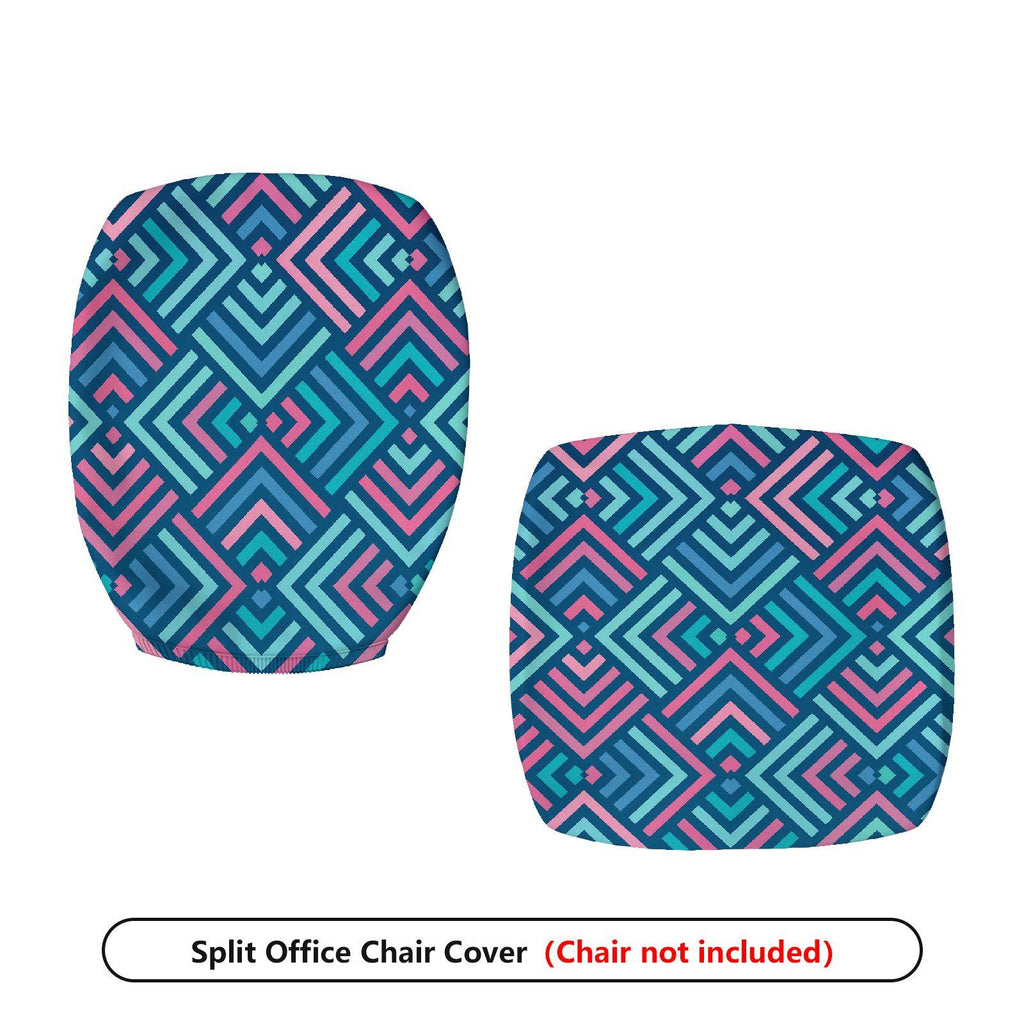 2-Piece Geometric Pattern Colorful Adjustable Modern  Computer Chair Cover Set, Seat and Backrest
