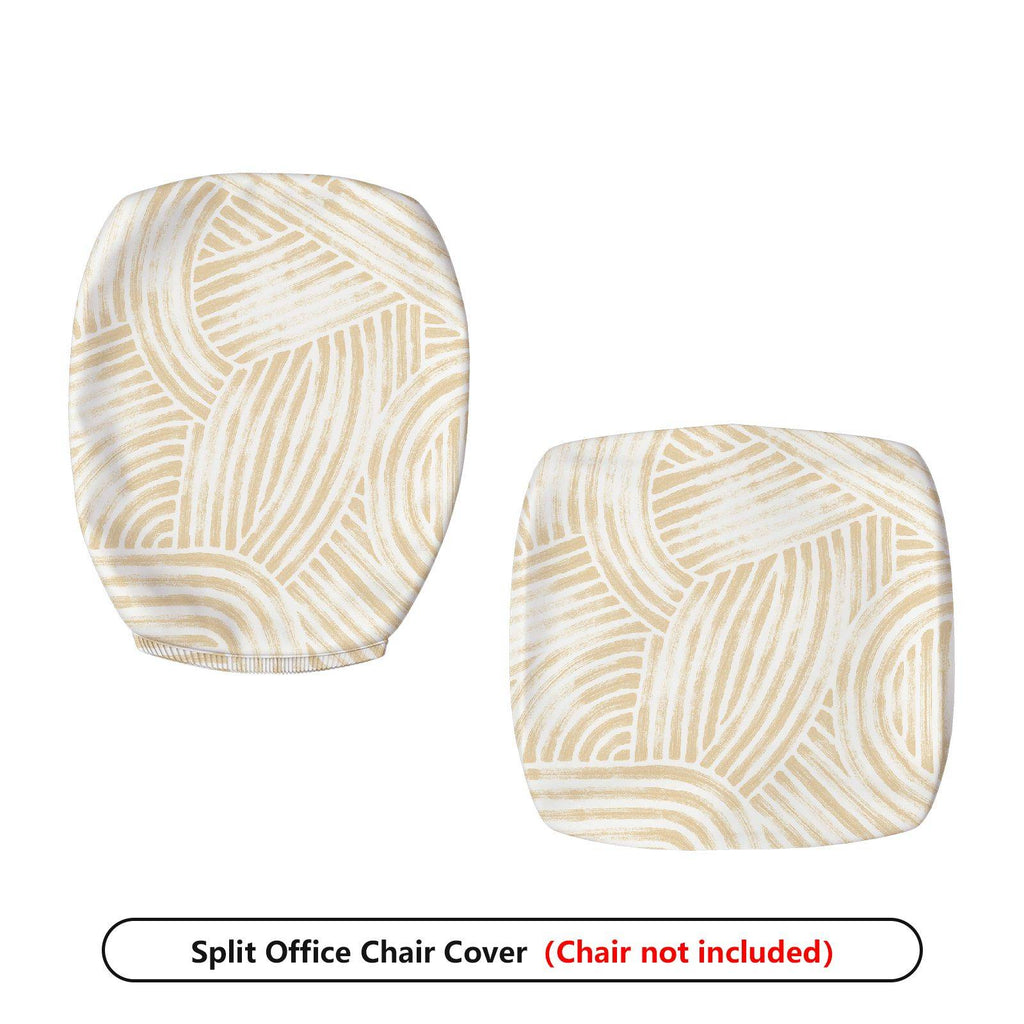 2-Piece Abstract Geometric White Beige Modern Stylish  Computer Chair Cover Set, Seat and Backrest