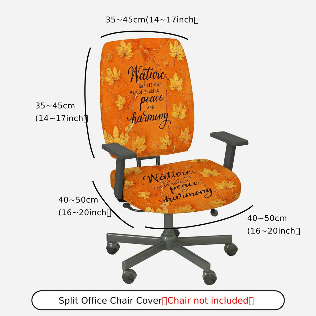 2-Piece Autumn Maple Leaf Nature Peace Harmony  Computer Chair Cover Set, Seat and Backrest