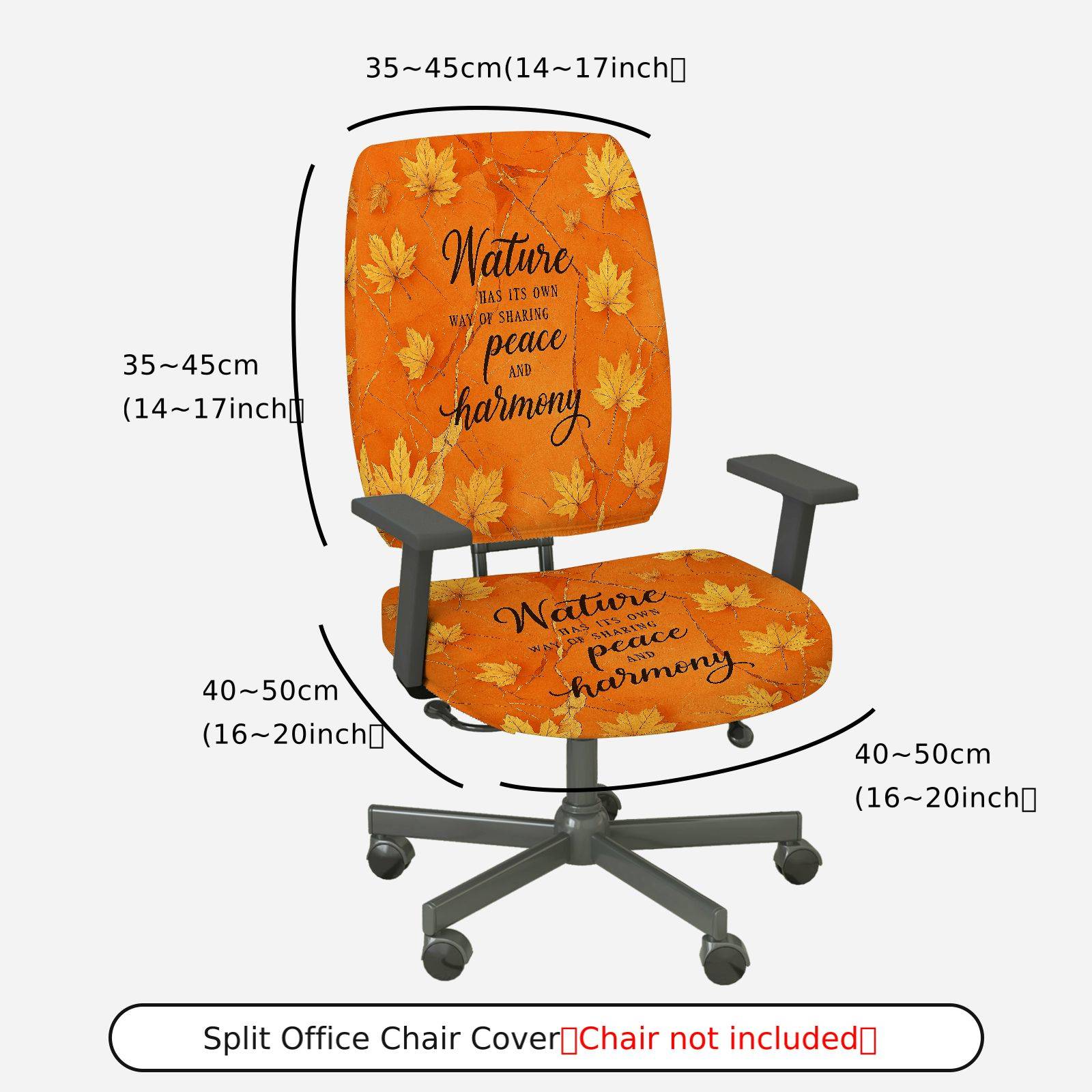 2-Piece Autumn Maple Leaf Nature Peace Harmony  Computer Chair Cover Set, Seat and Backrest