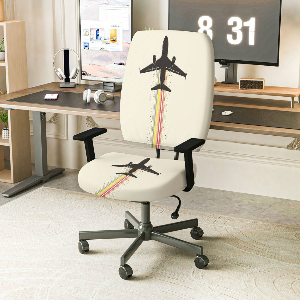 2-Piece Airplane Rainbow Creative  Computer Chair Cover Set, Seat and Backrest