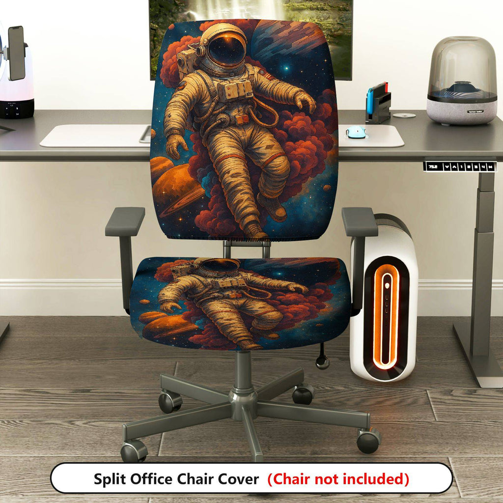 2-Piece Astronaut Galaxy Space Adventure Cosmic  Computer Chair Cover Set, Seat and Backrest