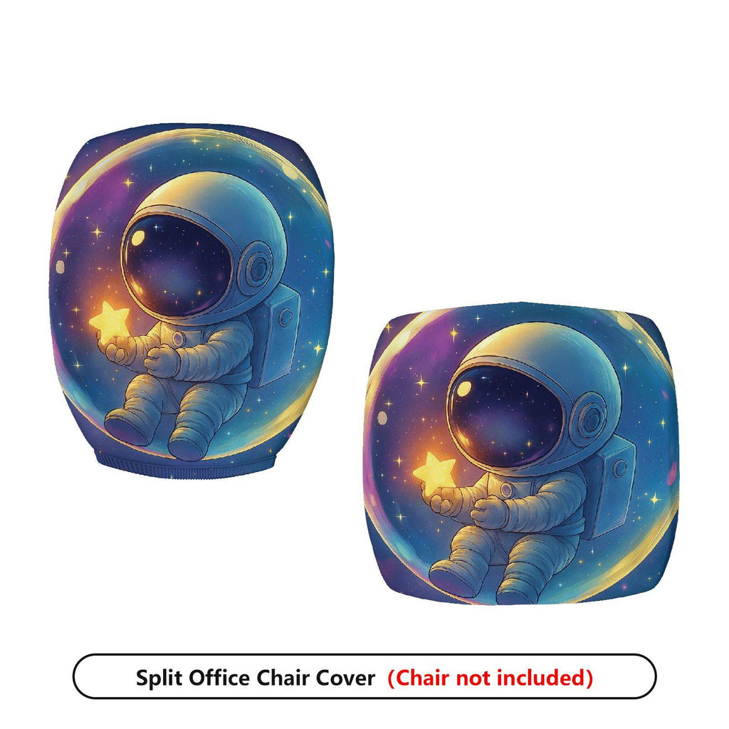 2-Piece Astronaut Star Galaxy Space  Computer Chair Cover Set, Seat and Backrest