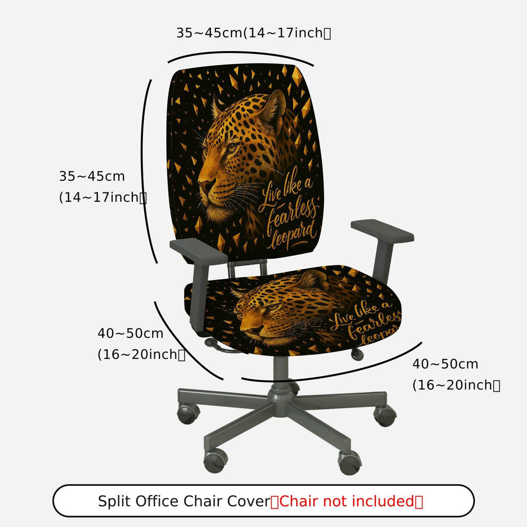 2-Piece Animal Jungle Wild Leopard Fearless Inspirational  Computer Chair Cover Set, Seat and Backrest