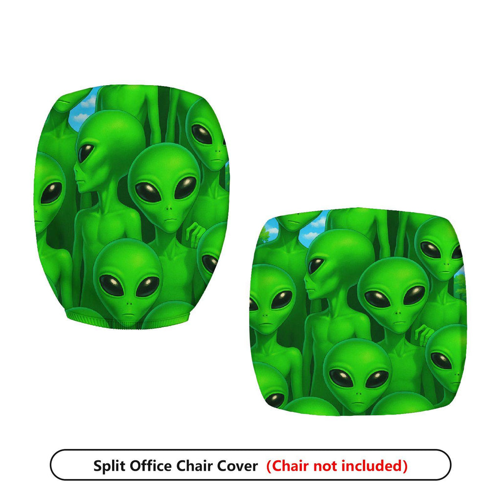 2-Piece Alien Green Sci-Fi Fun Novelty Decor  Computer Chair Cover Set, Seat and Backrest