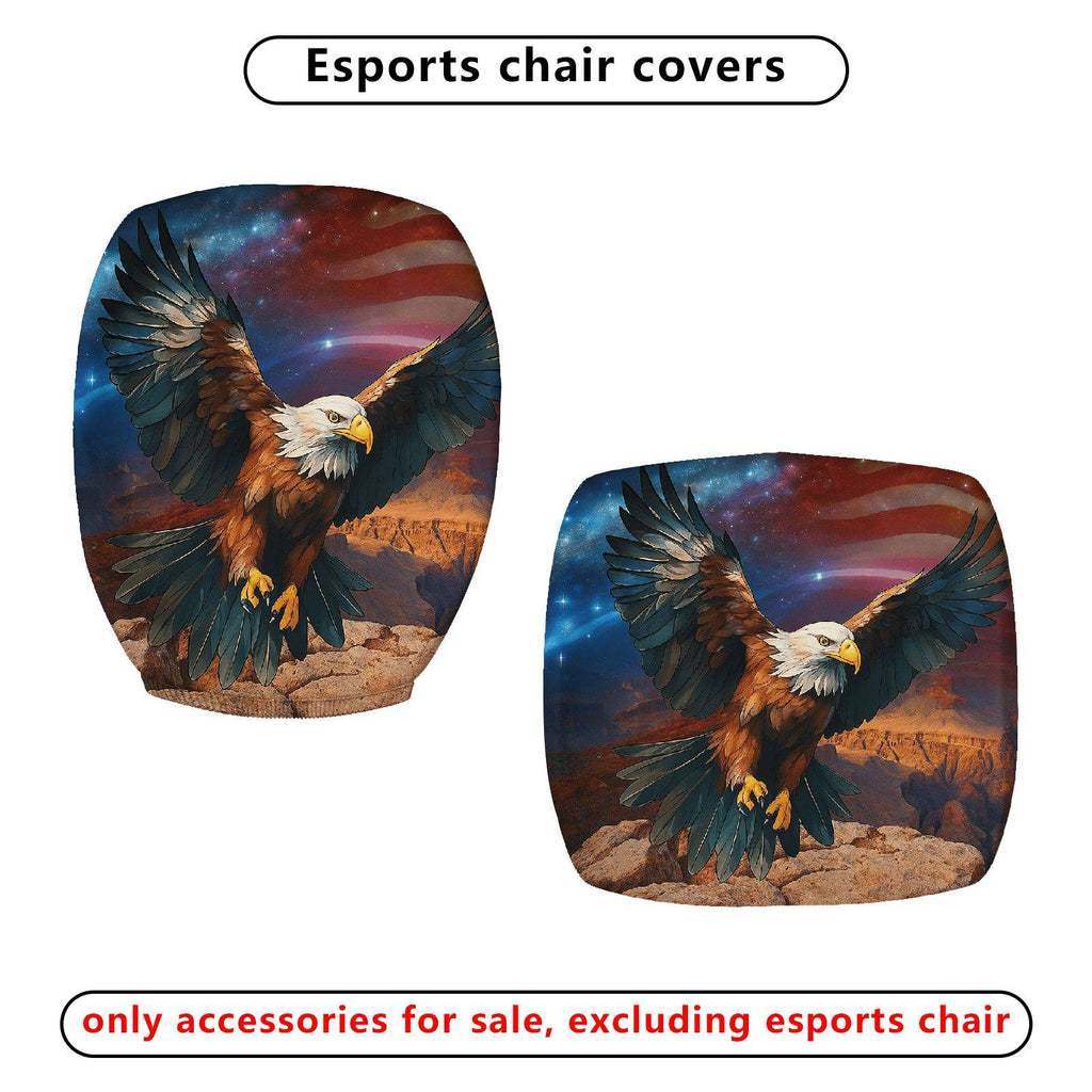 2-Piece American Eagle Patriotic Vintage Wilderness Nature  Computer Chair Cover Set, Seat and Backrest