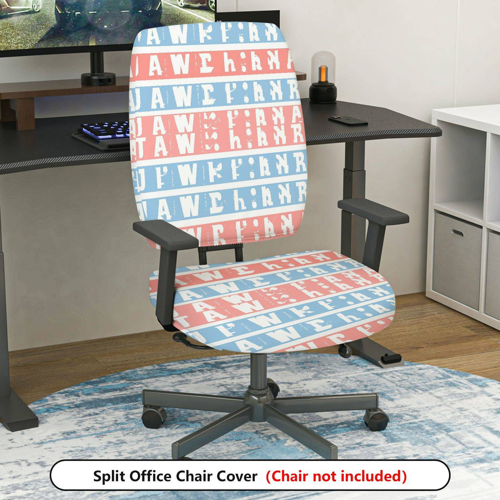 2-Piece American Flag Patriotic Red White Blue Letters Striped  Computer Chair Cover Set, Seat and Backrest