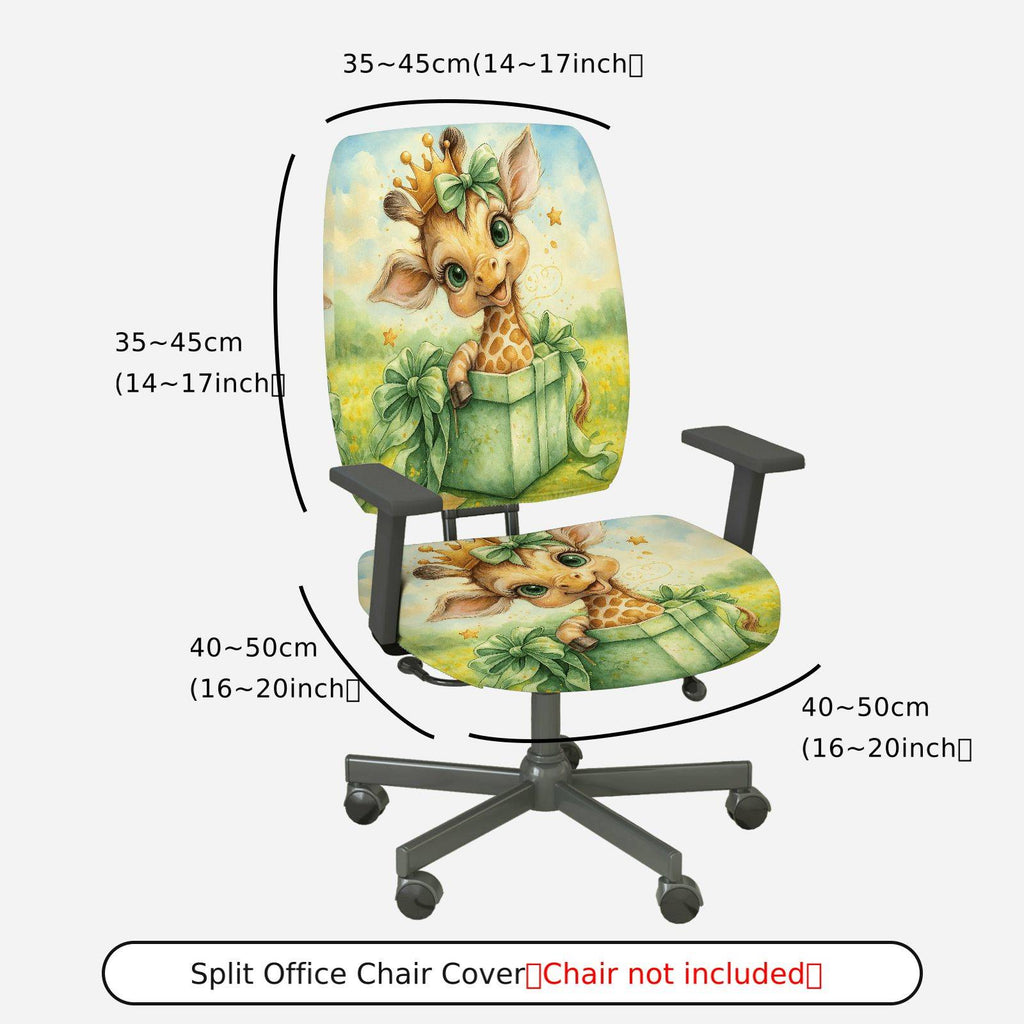 2-Piece Animal Star Gift Crown  Computer Chair Cover Set, Seat and Backrest