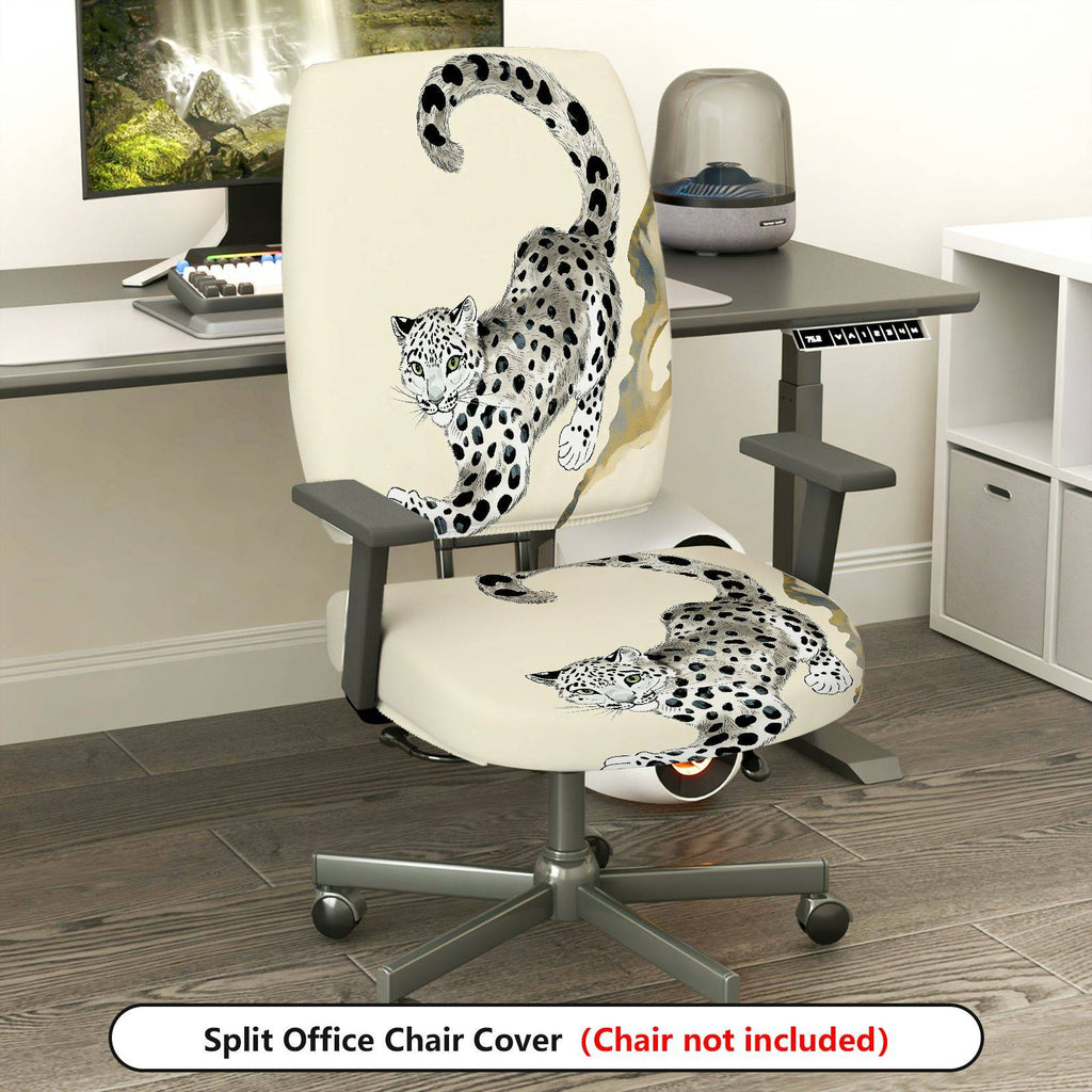 2-Piece Leopard Pattern Animal Print Art Design Stylish  Computer Chair Cover Set, Seat and Backrest