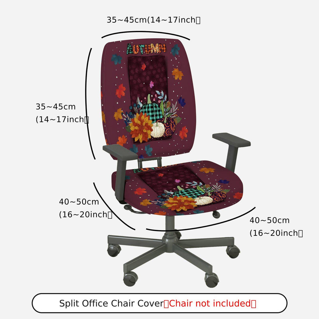 2-Piece Autumn Festive Leaves Pumpkin Thanksgiving  Computer Chair Cover Set, Seat and Backrest