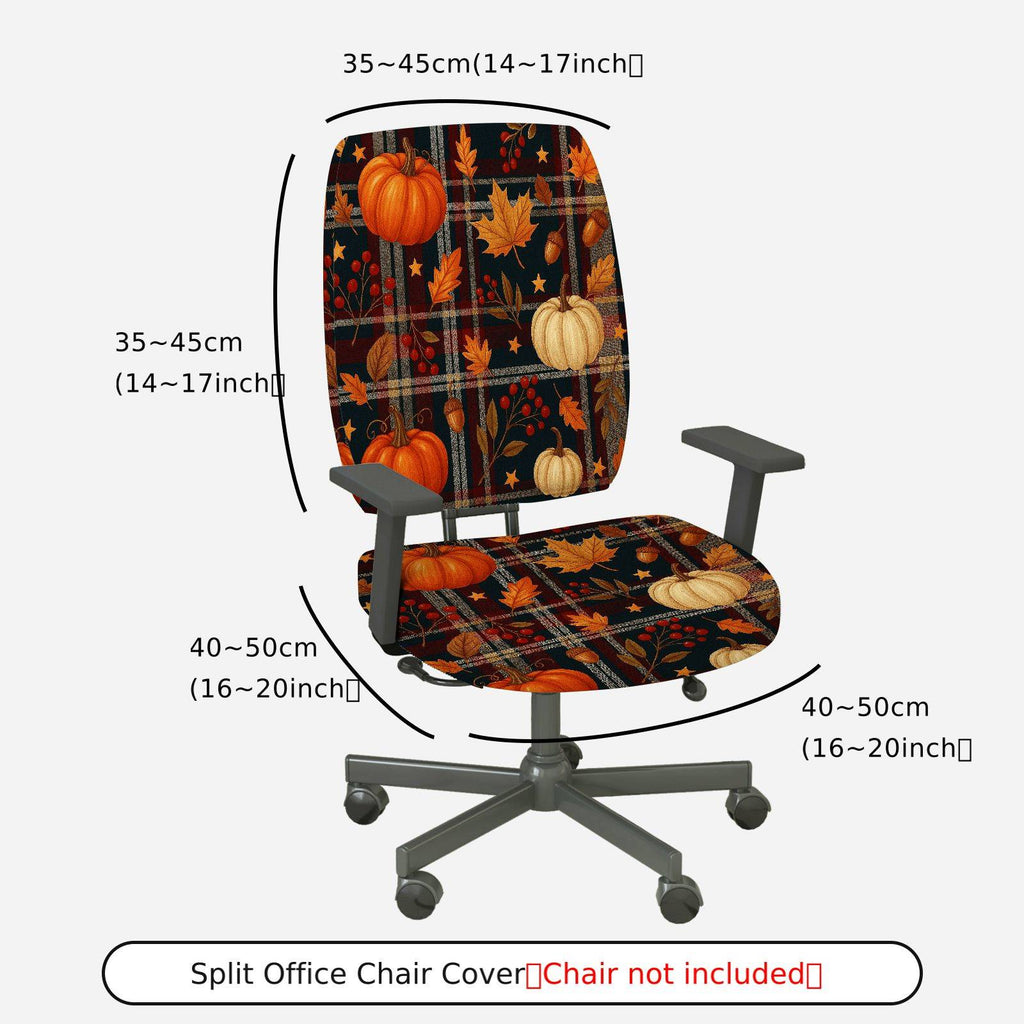 2-Piece Autumn Thanksgiving Pumpkin Leaves Acorn Berry  Computer Chair Cover Set, Seat and Backrest