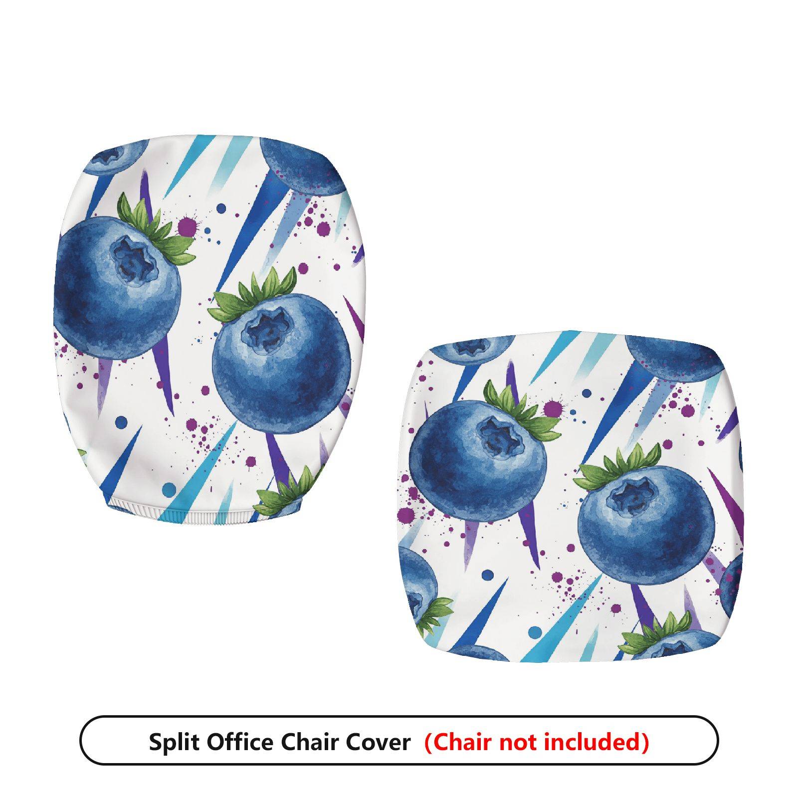 2-Piece Blueberry Fruit Abstract Geometric Art Modern  Computer Chair Cover Set, Seat and Backrest
