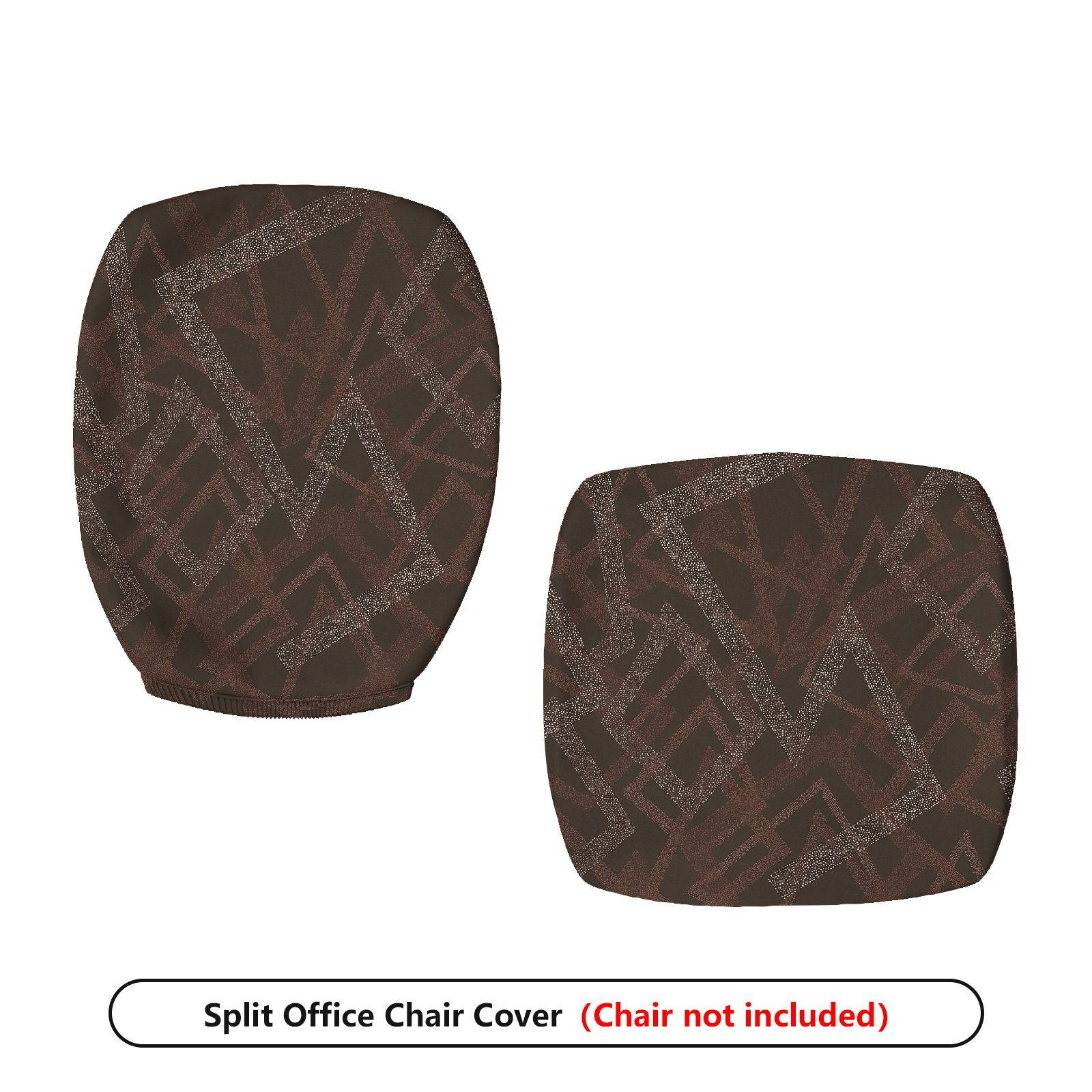 2-Piece Geometric Pattern Dark Brown  Computer Chair Cover Set, Seat and Backrest