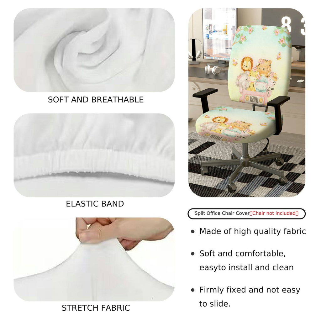 2-Piece Animal Floral Car Journey Spring  Computer Chair Cover Set, Seat and Backrest