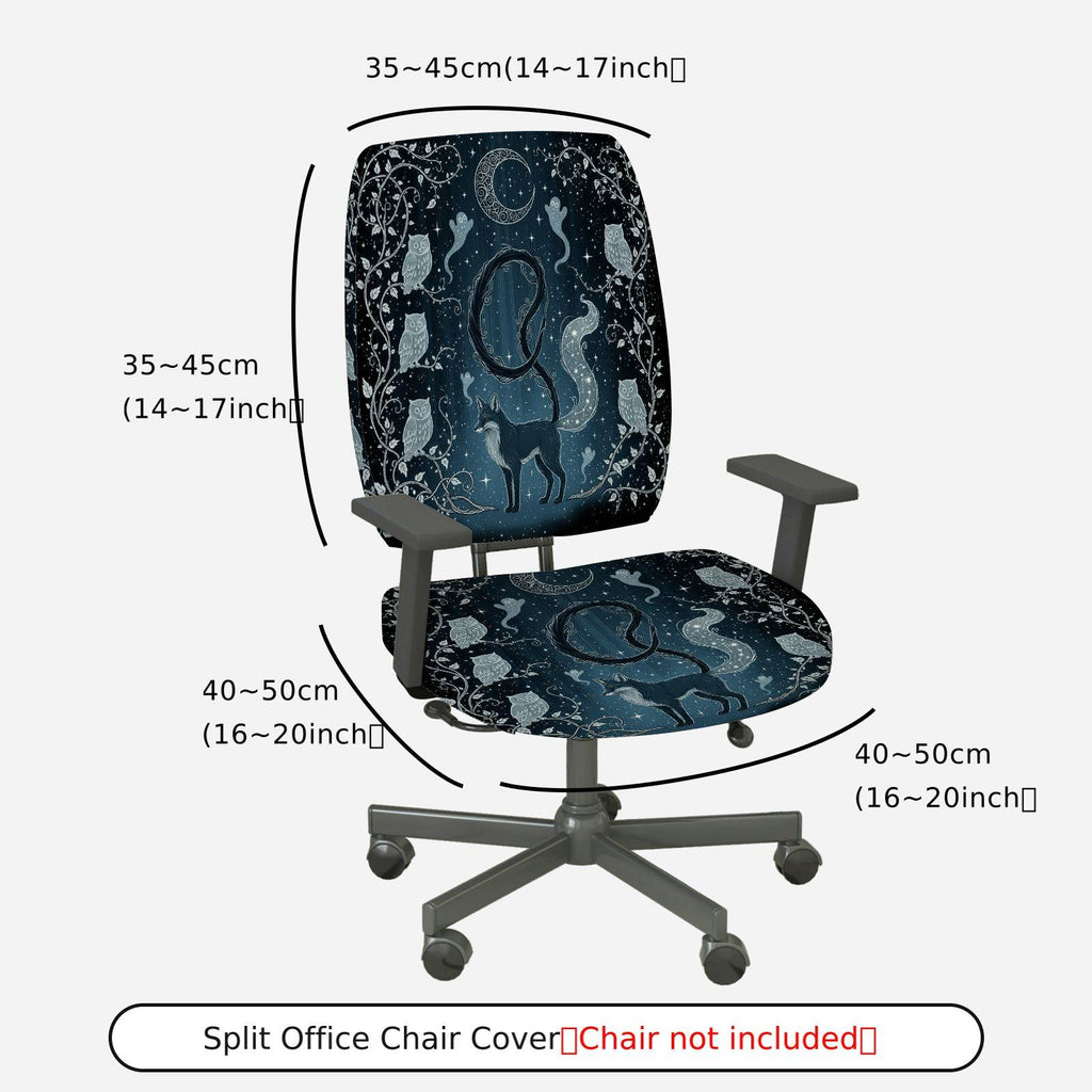 2-Piece Animal Cosmic Night Cool Star Moon  Computer Chair Cover Set, Seat and Backrest