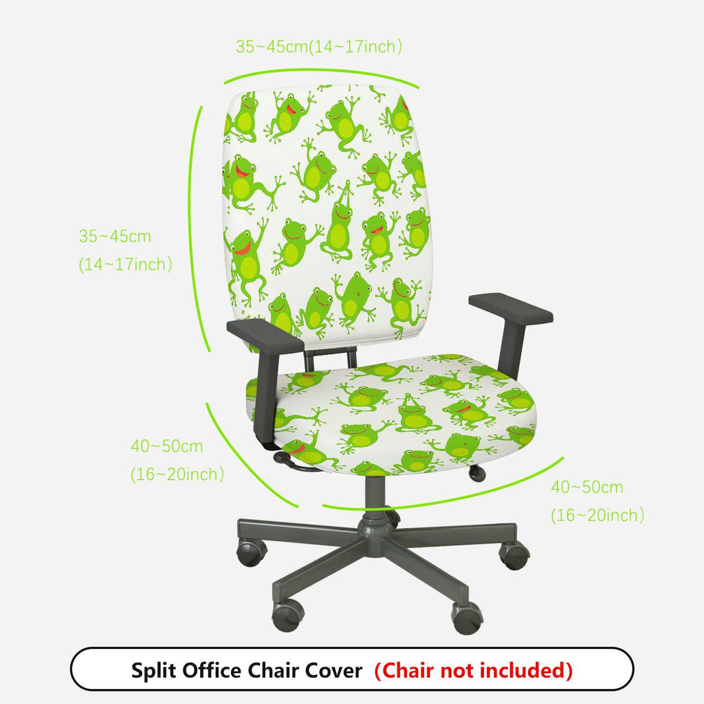2-Piece Frog Green Animal Funny  Computer Chair Cover Set, Seat and Backrest