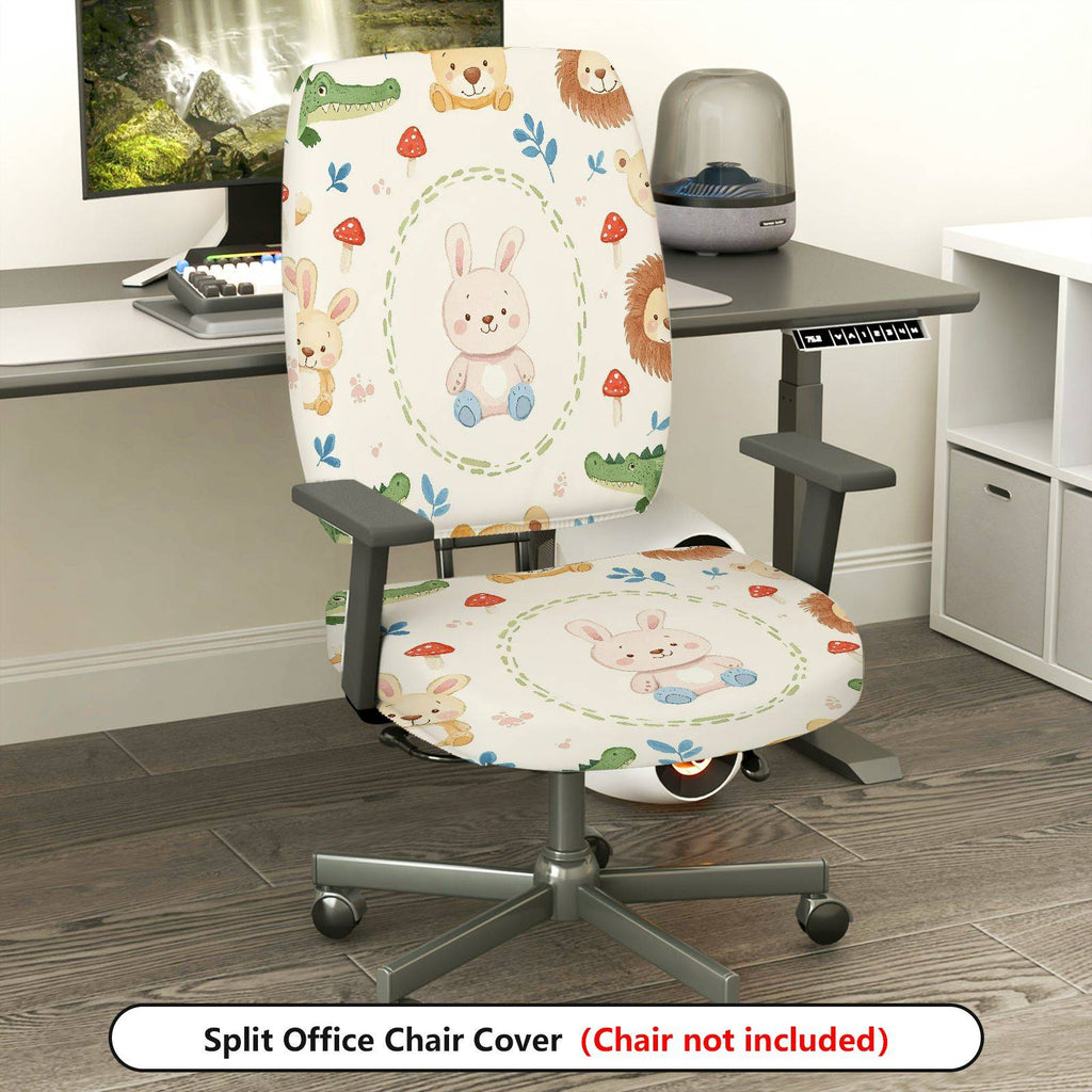 2-Piece Cute Rabbit Animal Fun  Computer Chair Cover Set, Seat and Backrest