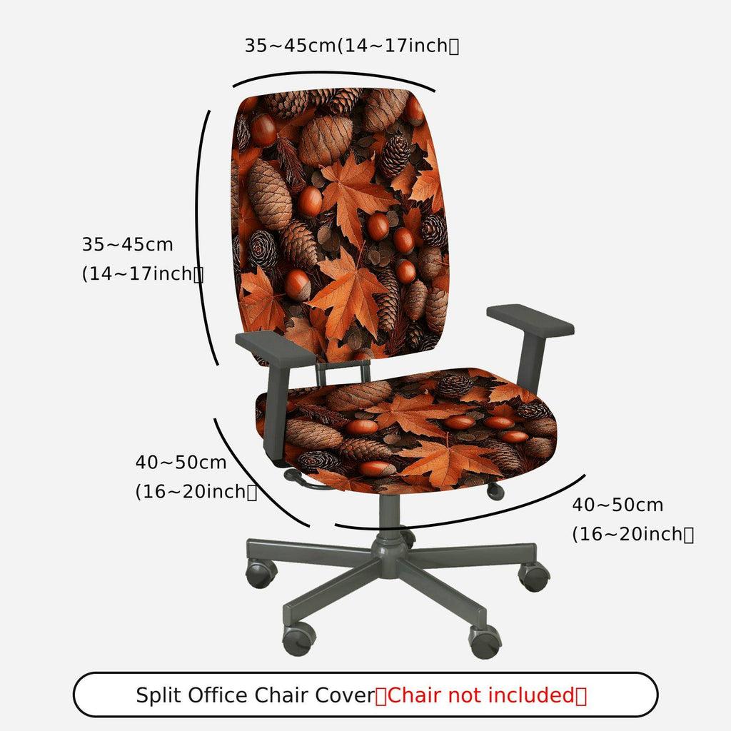 2-Piece Autumn Leaves Pinecones Acorns Seasonal Thanksgiving  Computer Chair Cover Set, Seat and Backrest