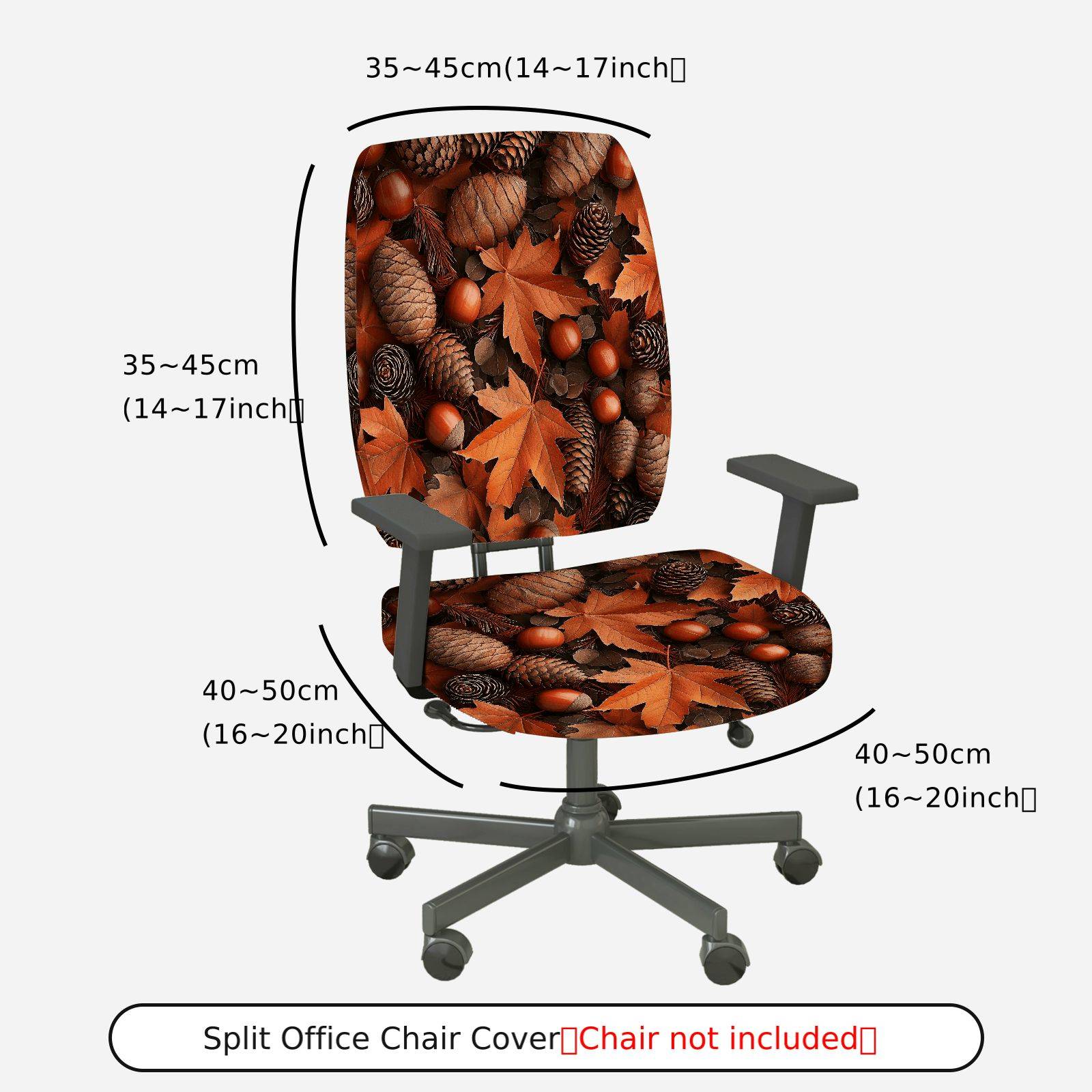 2-Piece Autumn Leaves Pinecones Acorns Seasonal Thanksgiving  Computer Chair Cover Set, Seat and Backrest
