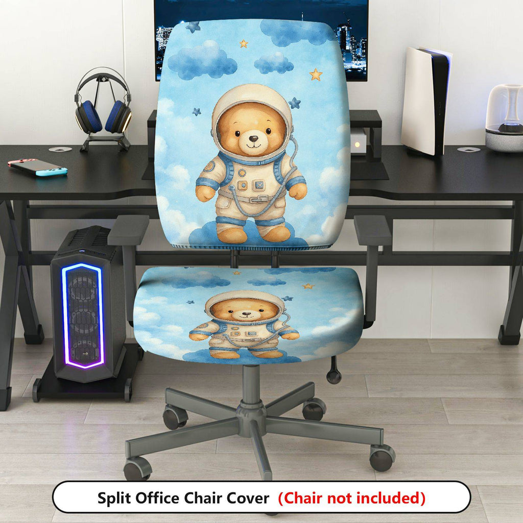 2-Piece Astronaut Bear Cloud Star Sky  Computer Chair Cover Set, Seat and Backrest