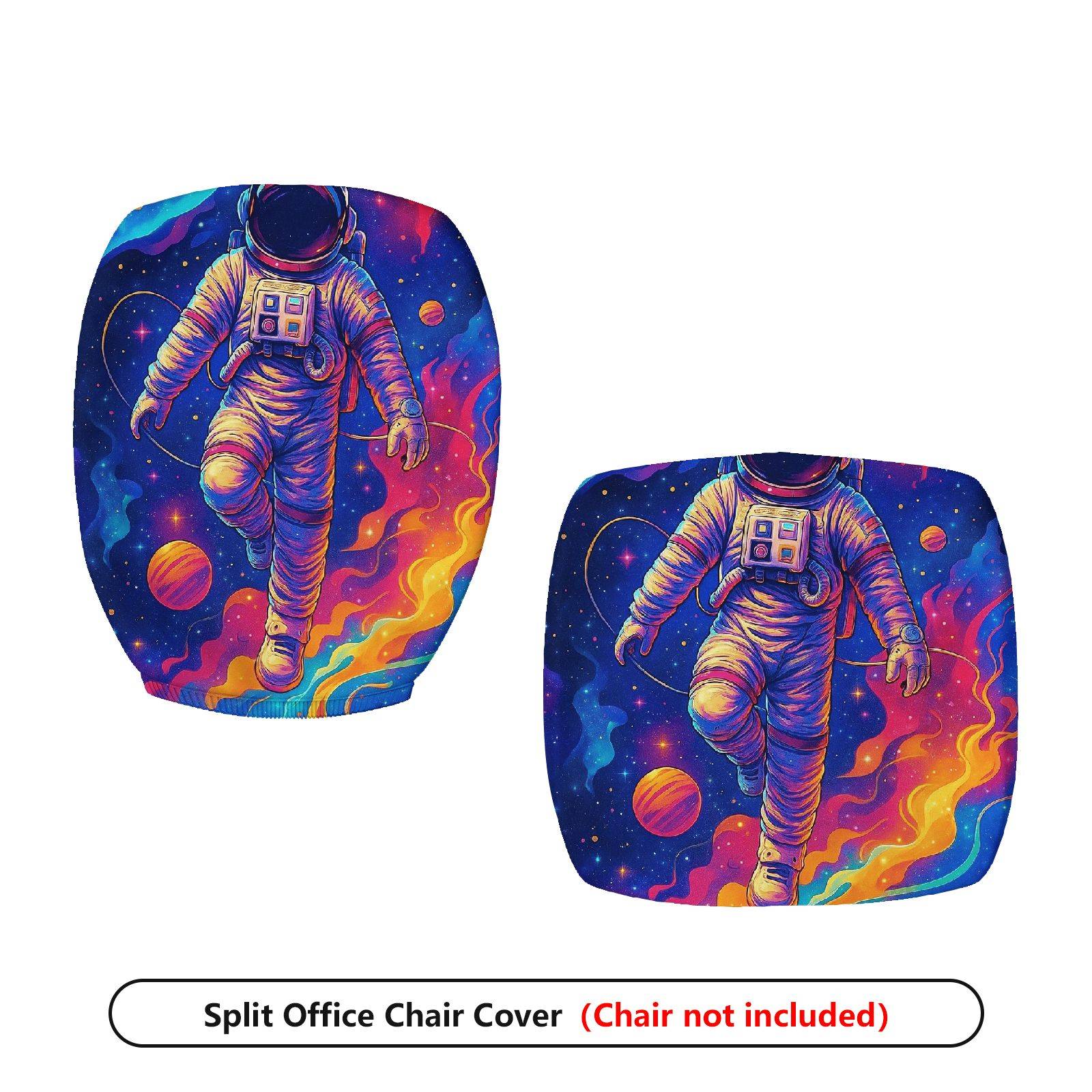 2-Piece Astronaut Galaxy Space Colorful Planet  Computer Chair Cover Set, Seat and Backrest