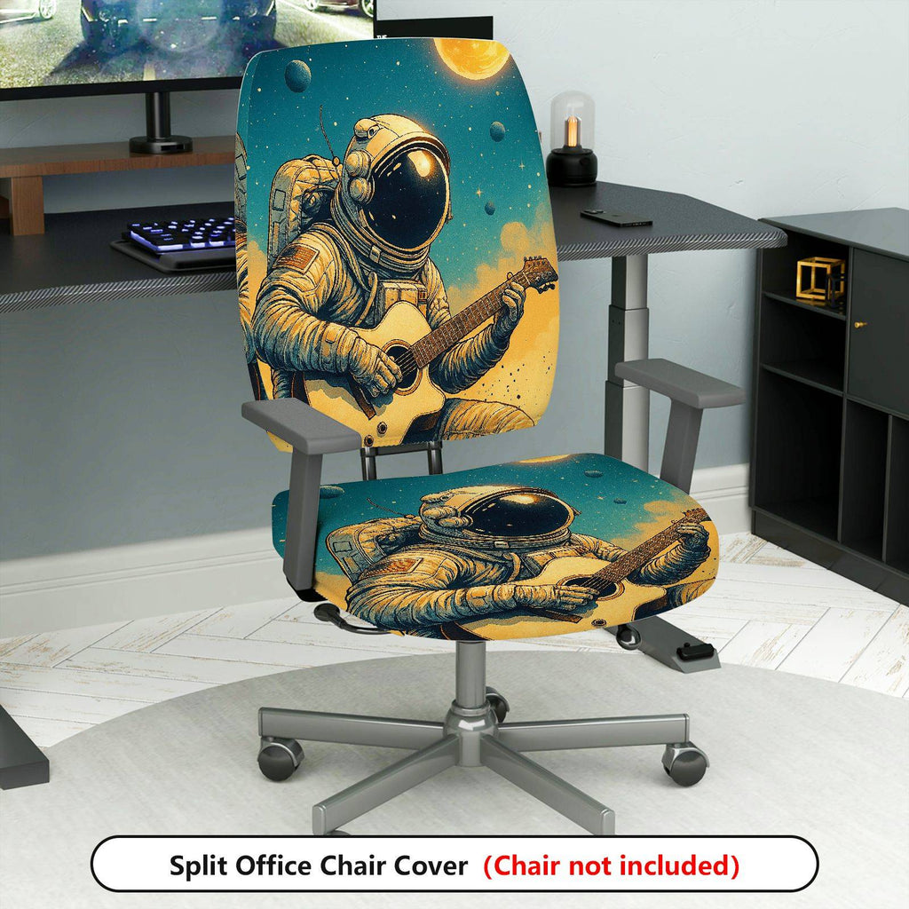 2-Piece Astronaut Guitar Space Star Moon  Computer Chair Cover Set, Seat and Backrest