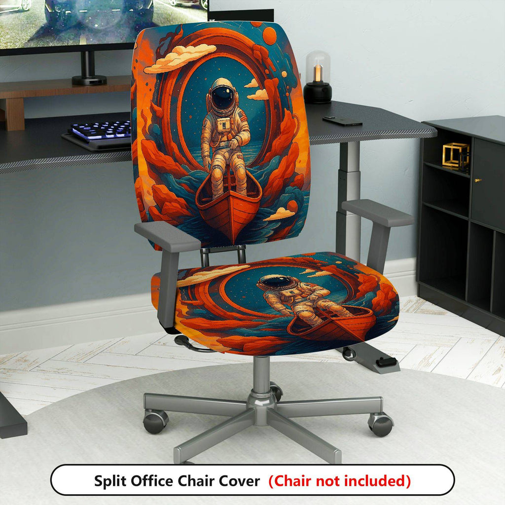 2-Piece Astronaut Space Adventure Ocean Boat Galaxy  Computer Chair Cover Set, Seat and Backrest