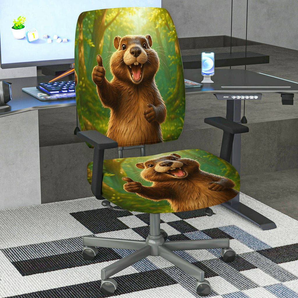 2-Piece Animal Forest Fun Vivid Vibrant  Computer Chair Cover Set, Seat and Backrest