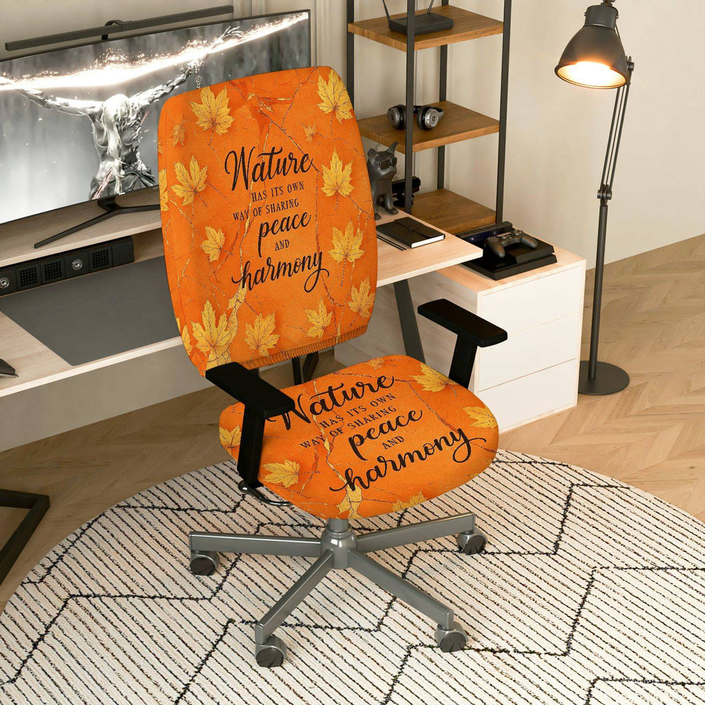 2-Piece Autumn Maple Leaf Nature Peace Harmony  Computer Chair Cover Set, Seat and Backrest