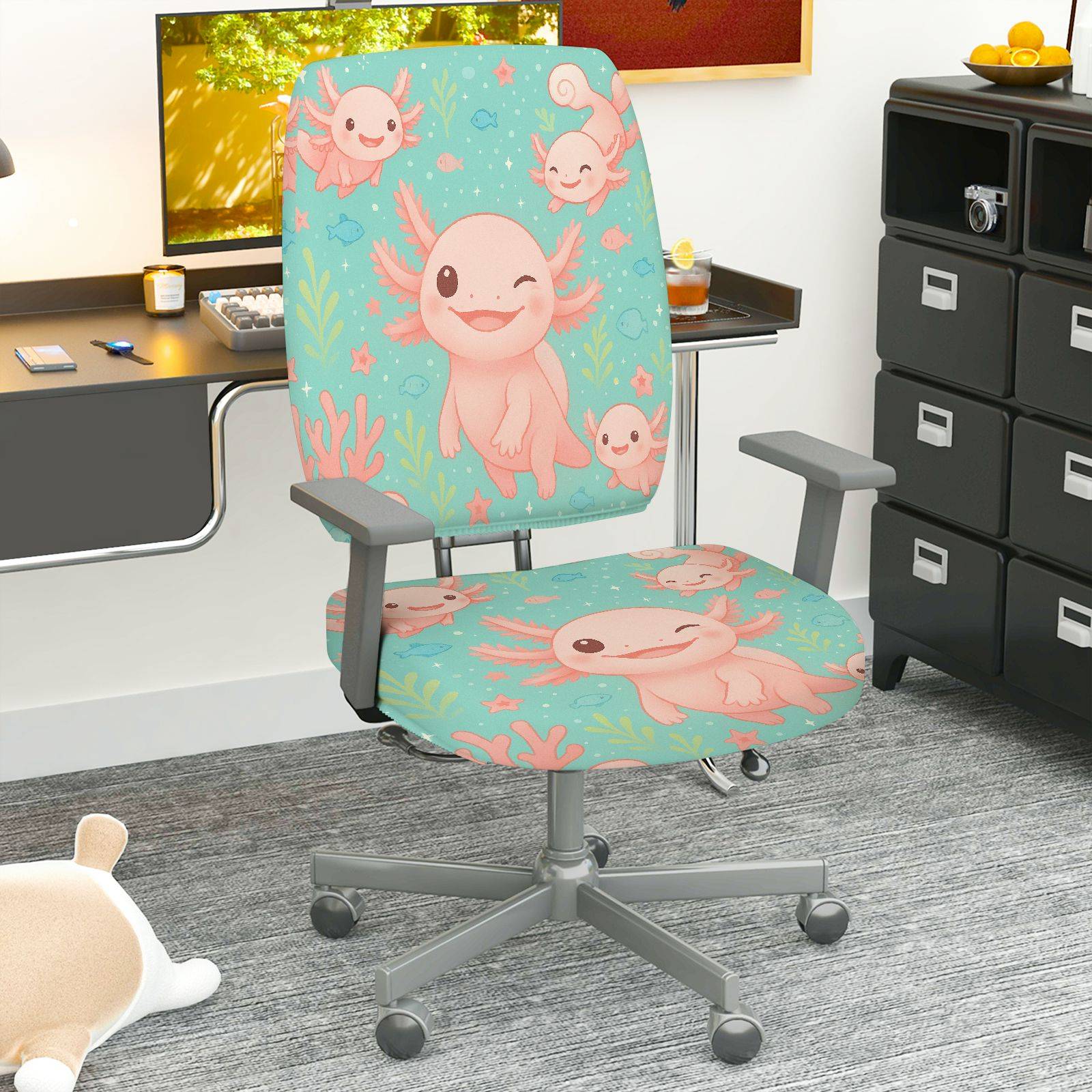 2-Piece Animal Ocean Style  Computer Chair Cover Set, Seat and Backrest