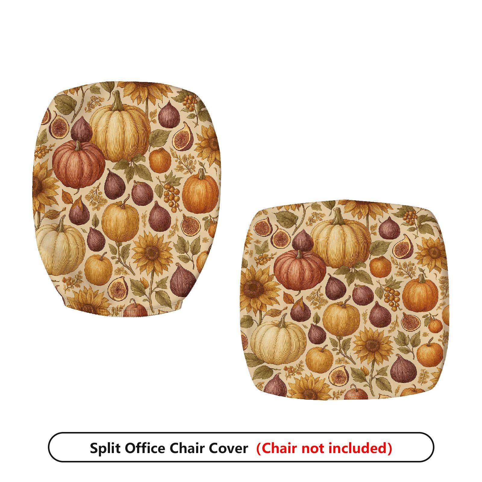 2-Piece Autumn Pumpkin Sunflower Harvest Festival Thanksgiving  Computer Chair Cover Set, Seat and Backrest
