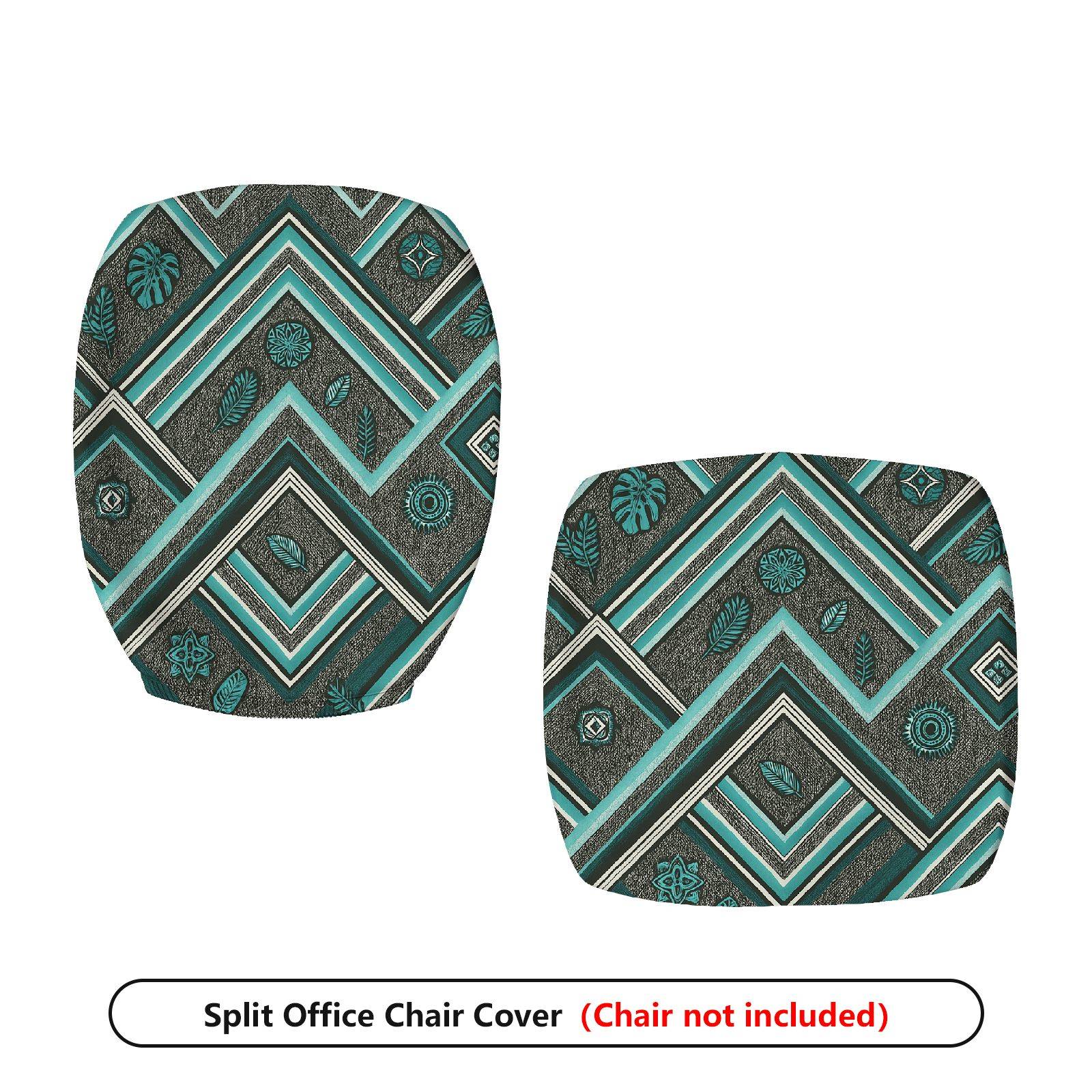 2-Piece Geometric Tropical Pattern Abstract Leaf Bohemian  Computer Chair Cover Set, Seat and Backrest