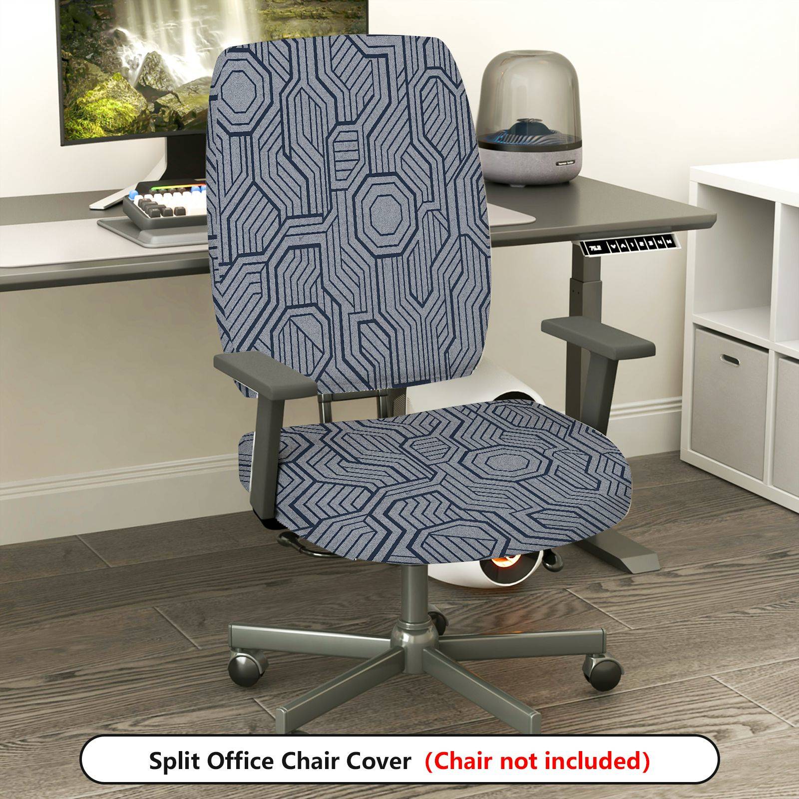 2-Piece Geometric Pattern Modern Stylish Decorative  Computer Chair Cover Set, Seat and Backrest