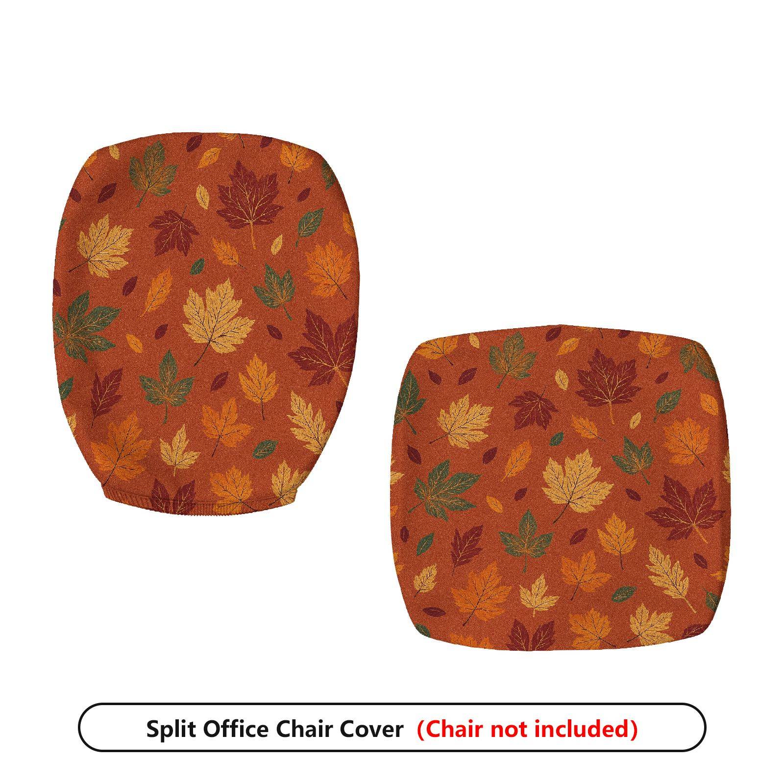 2-Piece Autumn Maple Leaf Pattern Decorative  Computer Chair Cover Set, Seat and Backrest