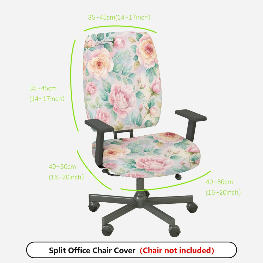 2-Piece Floral Romantic Pastel Elegant Delicate  Computer Chair Cover Set, Seat and Backrest
