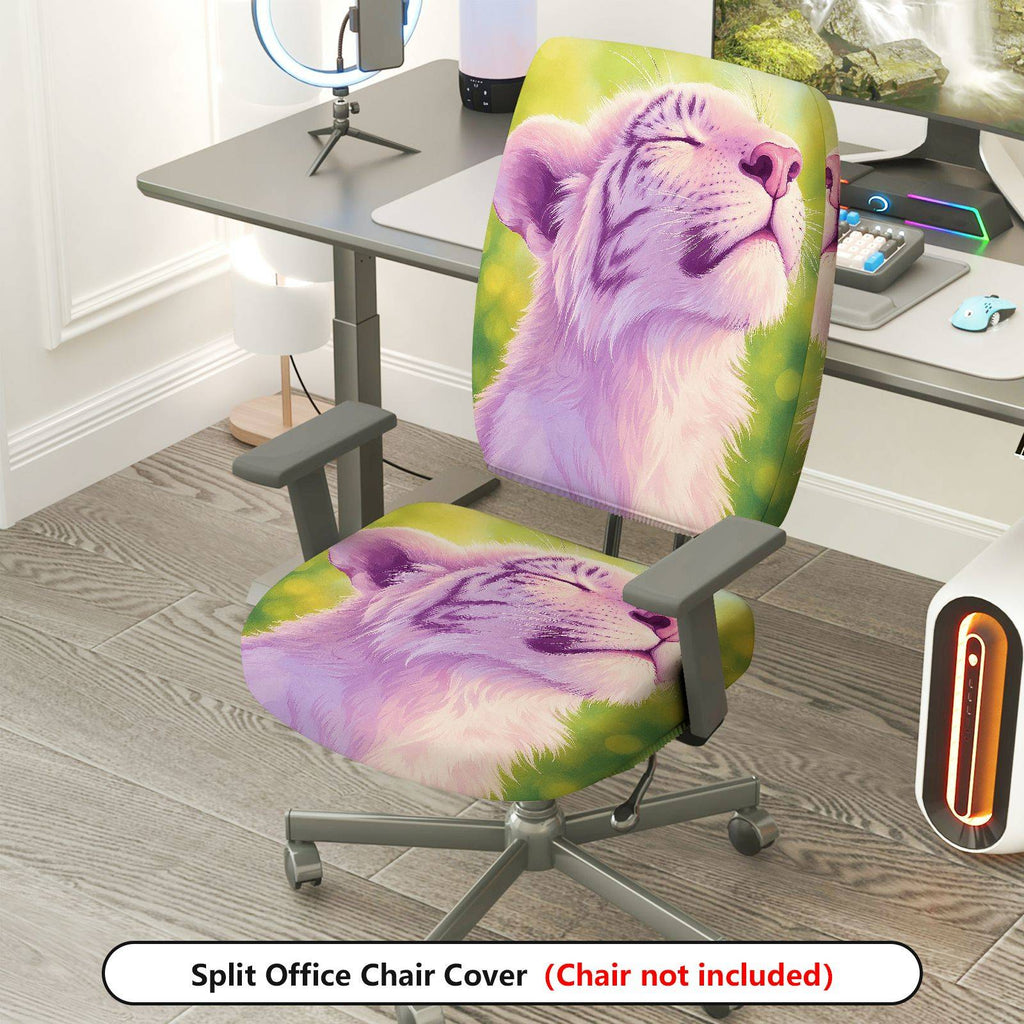 2-Piece Animal Tiger Pattern Scenic Colorful Relaxed  Computer Chair Cover Set, Seat and Backrest