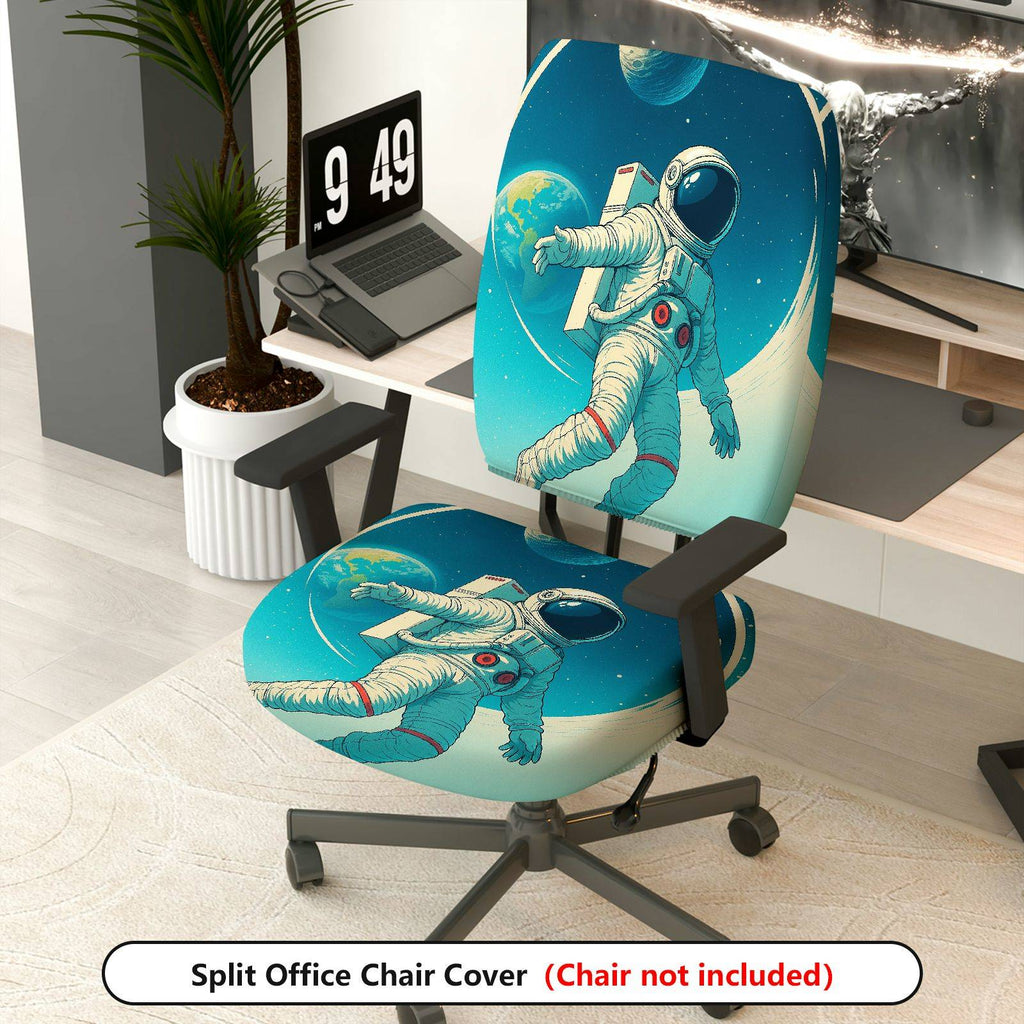 2-Piece Astronaut Space Galaxy Stars Planet  Computer Chair Cover Set, Seat and Backrest