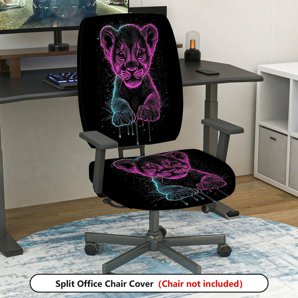 2-Piece animal paw print galaxy style  Computer Chair Cover Set, Seat and Backrest