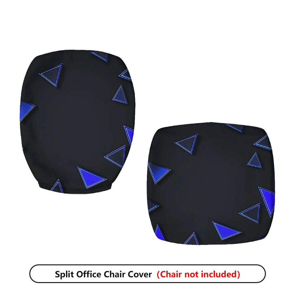 2-Piece Geometric Triangle Blue Black Modern Stylish  Computer Chair Cover Set, Seat and Backrest