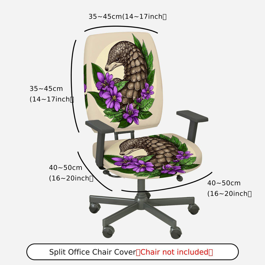 2-Piece Animal Floral Artistic Decorative  Computer Chair Cover Set, Seat and Backrest